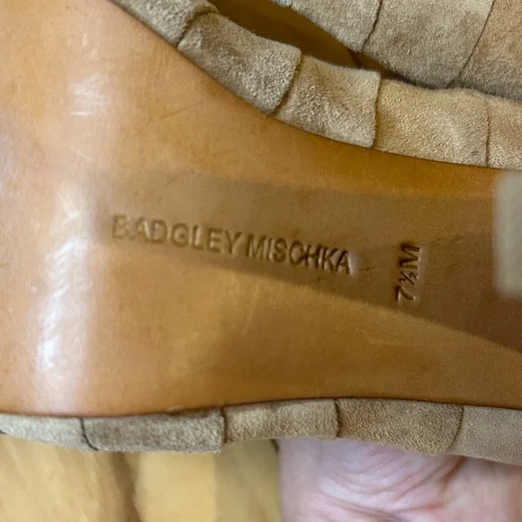 Badgley Mischka Taupe Suede Heels for Women - Picture 10 of 12